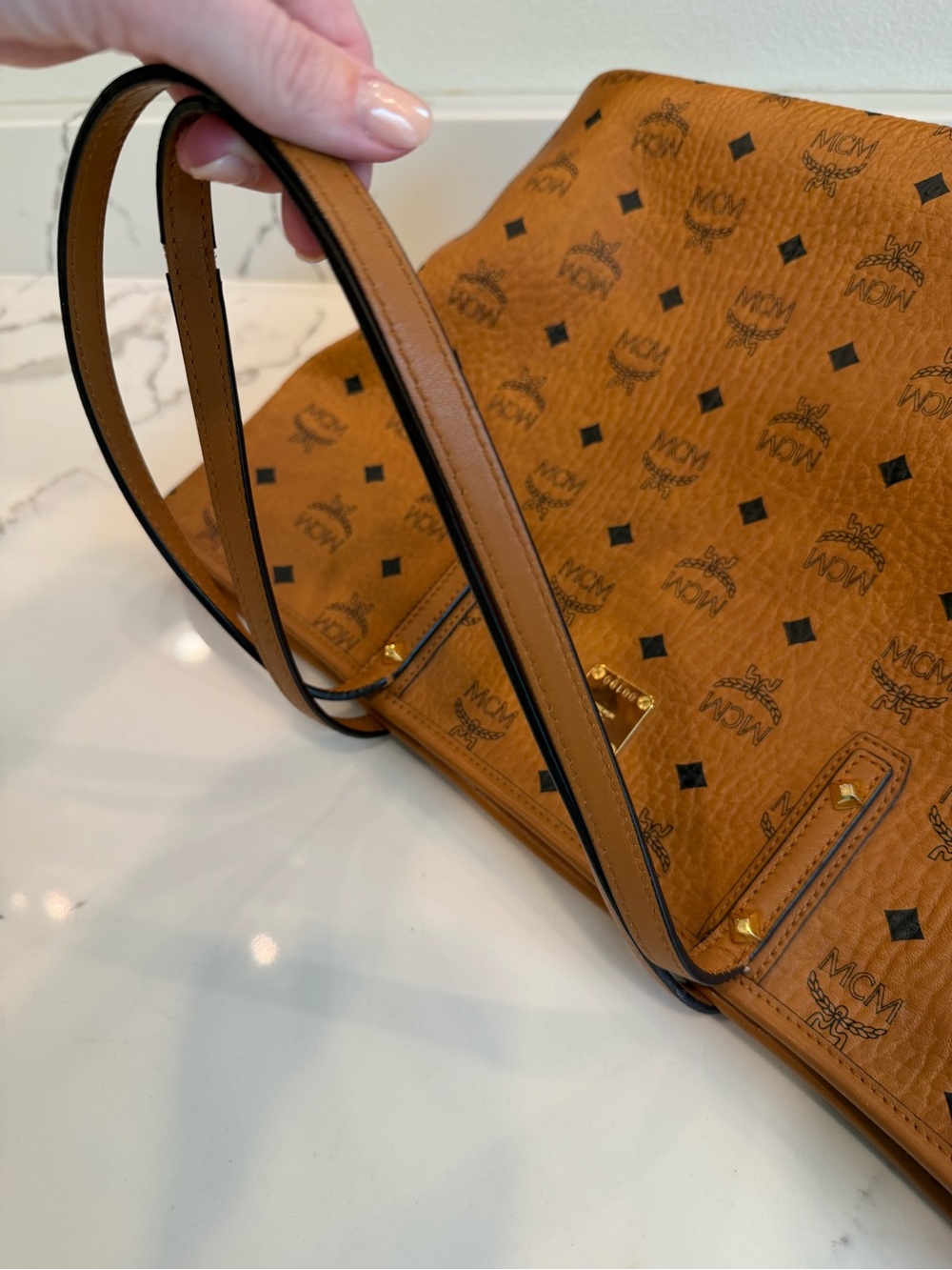 MCM Cognac Visetos Heritage Tote Bag - Picture 6 of 12